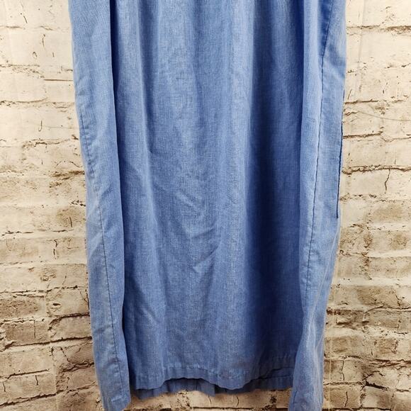 Vintage Vanity Fair House Dress Robe Blue Snap Button Medium Embroidered Pockets - Picture 7 of 10